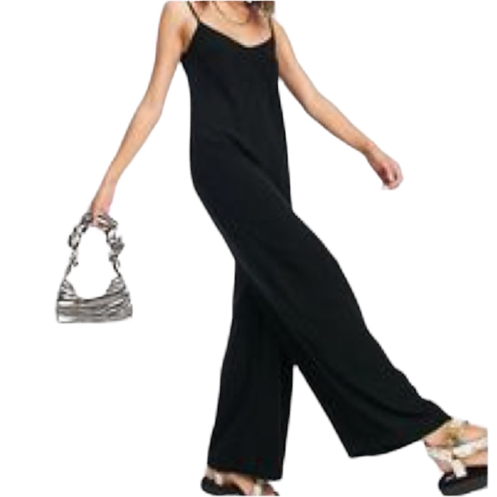 Topshop Black Silky Jumpsuit